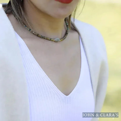 Natural Picture Jasper & Labradorite Minimalist Beaded Choker
