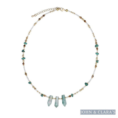 Natural Turquoise & Green Crystal Choker Necklace