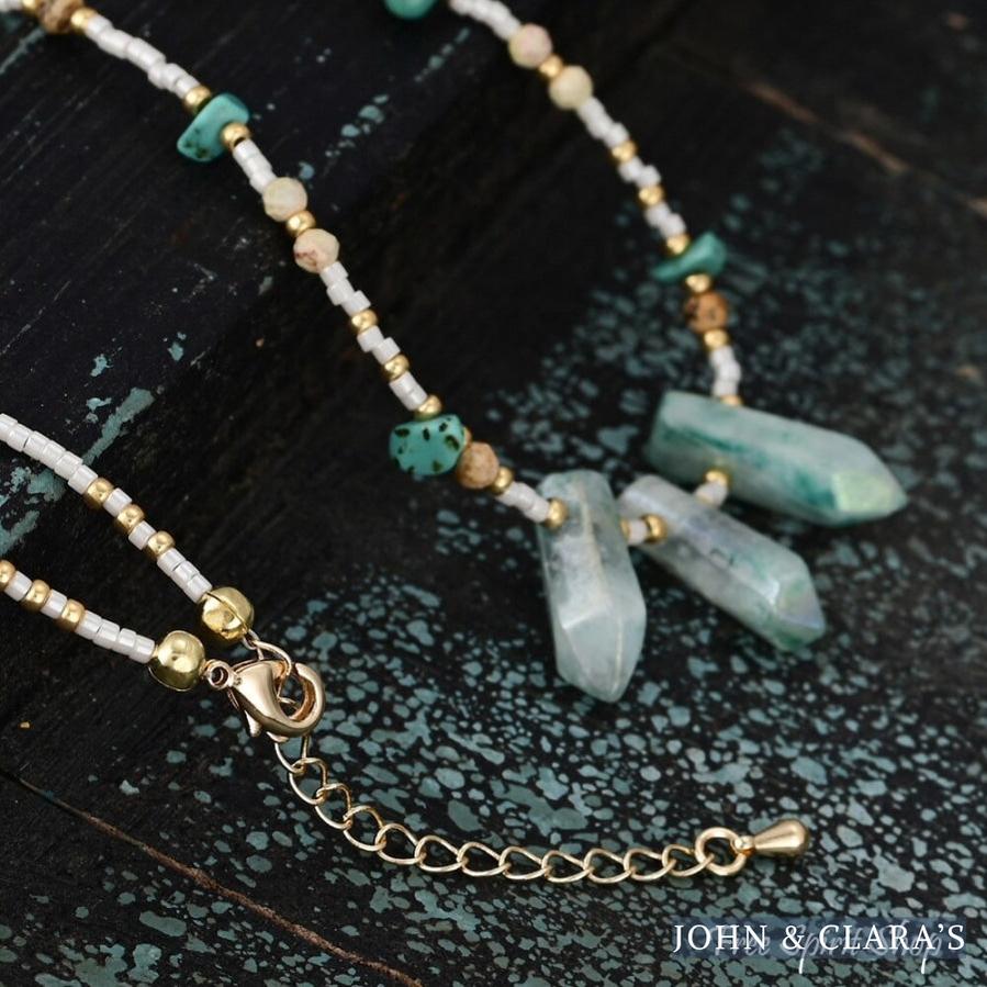Natural Turquoise & Green Crystal Choker Necklace