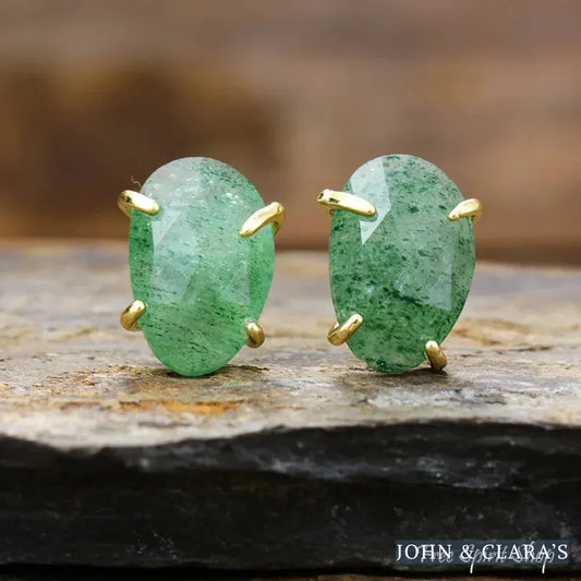 Natural Green Aventurine Stud Earrings