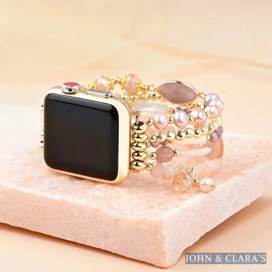 Natural Pink Aventurine & Pearl Apple Watch Bracelet