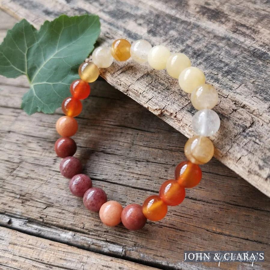 Natural Pink Aventurine Carnelian & Yellow Citrine Bead Bracelet