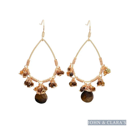 Natural Rose Quartz Crystal Bead Drop Earrings