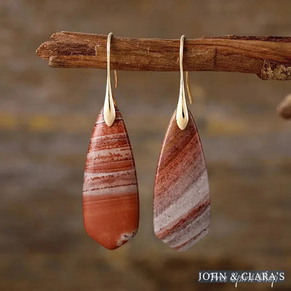 Natural Red Jasper Drop Earrings