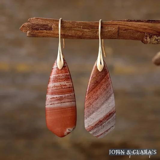 Natural Red Jasper Drop Earrings