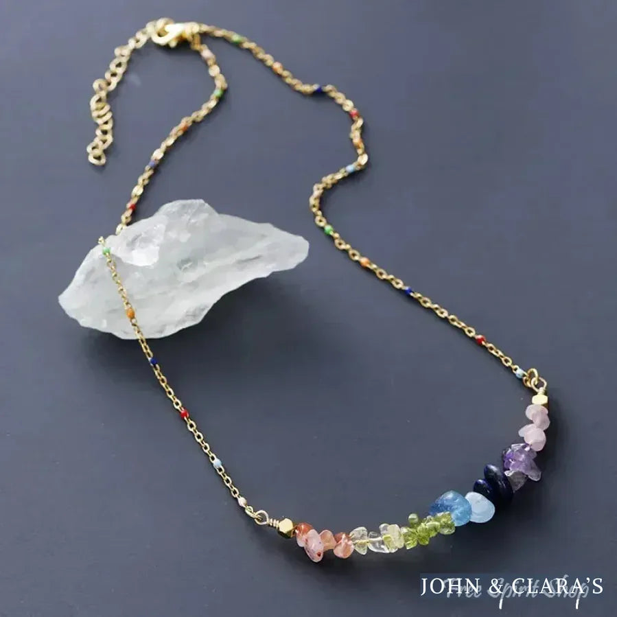 Minimalist 7 Chakra Crystal Balancing Necklace