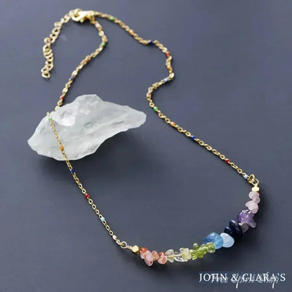 Minimalist 7 Chakra Crystal Balancing Necklace