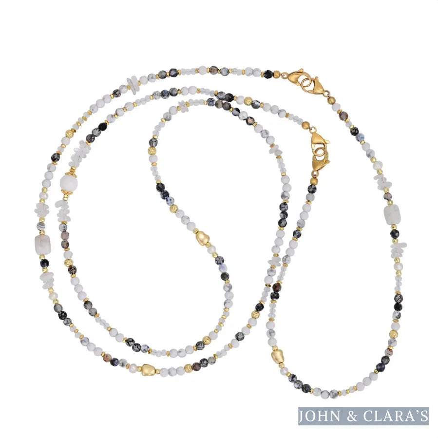 4-in-1 Natural Obsidian & Howlite Beaded Chain