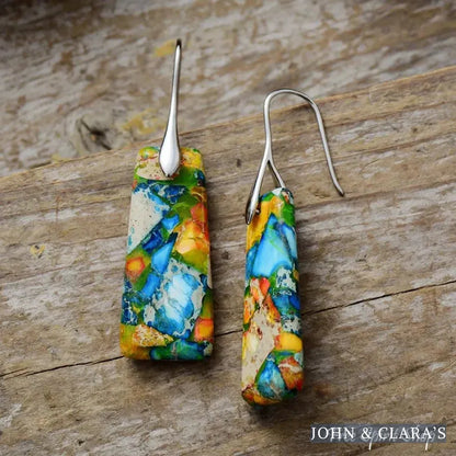 Colorful Imperial Mosaic Jasper Earrings