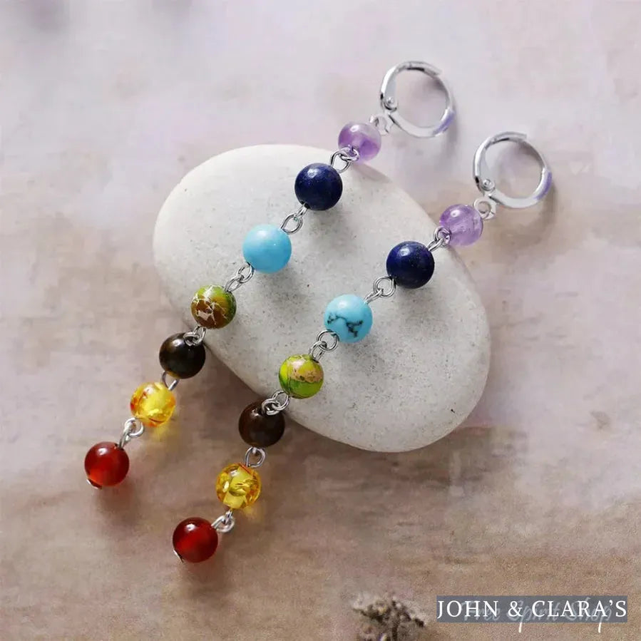 7 Chakra Harmony Gemstone Drop Earrings