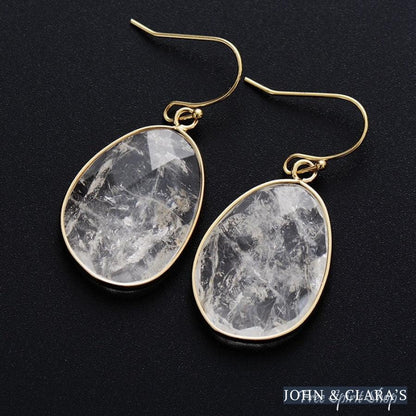 Handmade Clear Quartz Drop Earrings