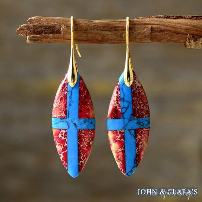 Blue Cross Imperial Jasper Drop Earrings