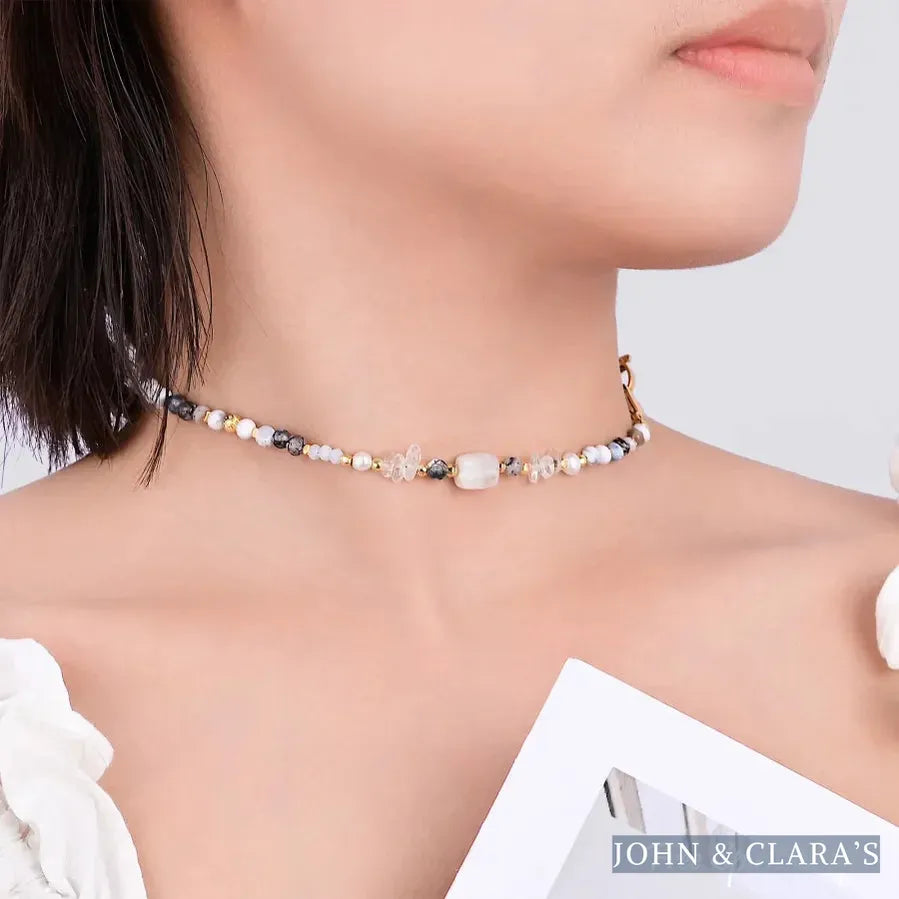 4-in-1 Natural Obsidian & Howlite Beaded Chain