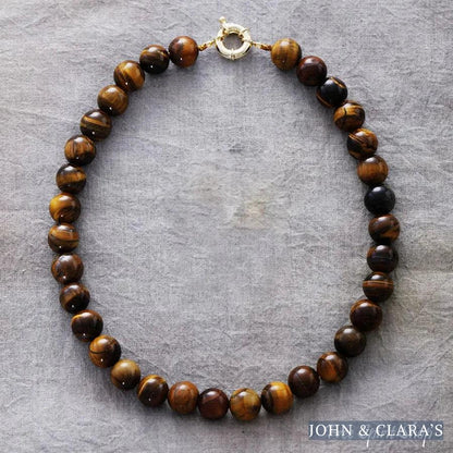 Bold Natural Tiger Eye Large Gemstone Bead Choker