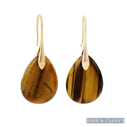 Natural Tiger Eye Drop Earrings
