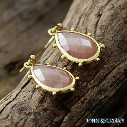 Natural Sunstone Drop Earrings