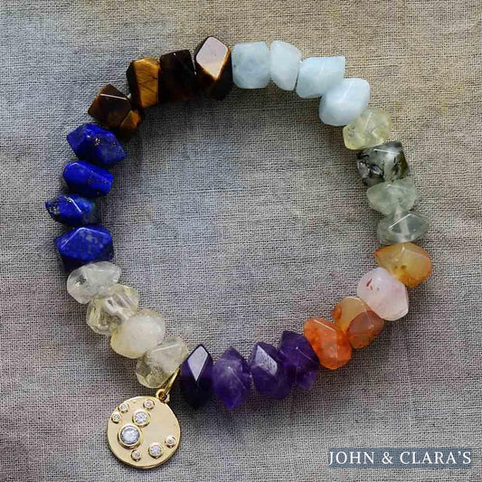 7 Chakra Irregular Natural Stone Bead Bracelet