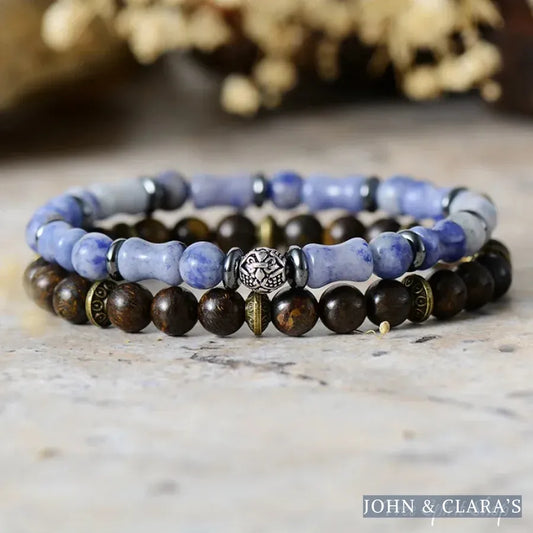Natural Bronzite & Blue Aventurine Bead Bracelets