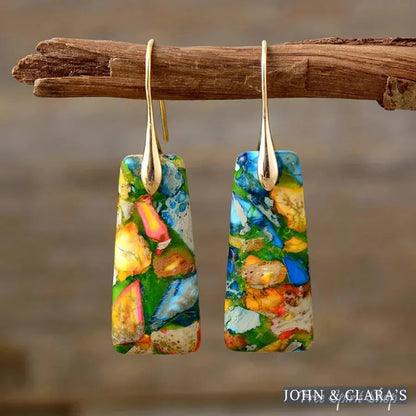 Colorful Imperial Mosaic Jasper Earrings