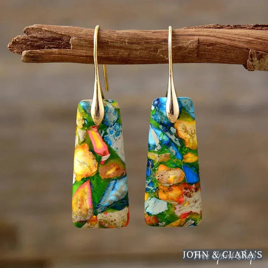 Colorful Imperial Mosaic Jasper Earrings