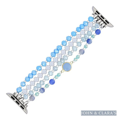 Ocean Breeze Beaded Apple Watch Band With Clover Charms