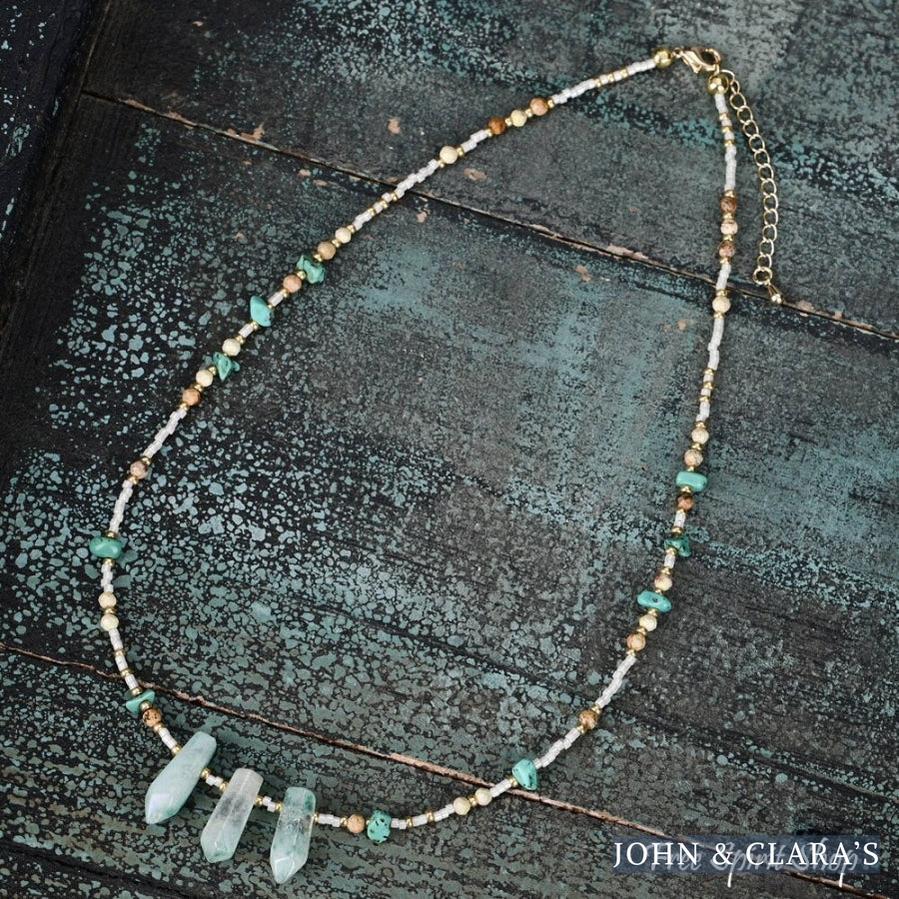 Natural Turquoise & Green Crystal Choker Necklace