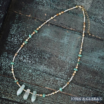Natural Turquoise & Green Crystal Choker Necklace