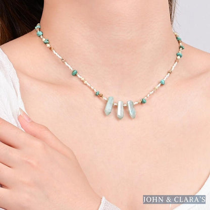 Natural Turquoise & Green Crystal Choker Necklace