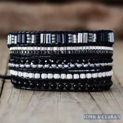 Black Beaded Wrap Bracelet