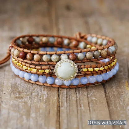 Natural King Jasper & Jade Wrap Bracelet