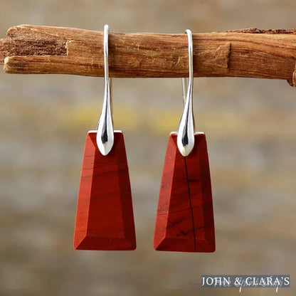 Natural Red Jasper Pyramid Earrings