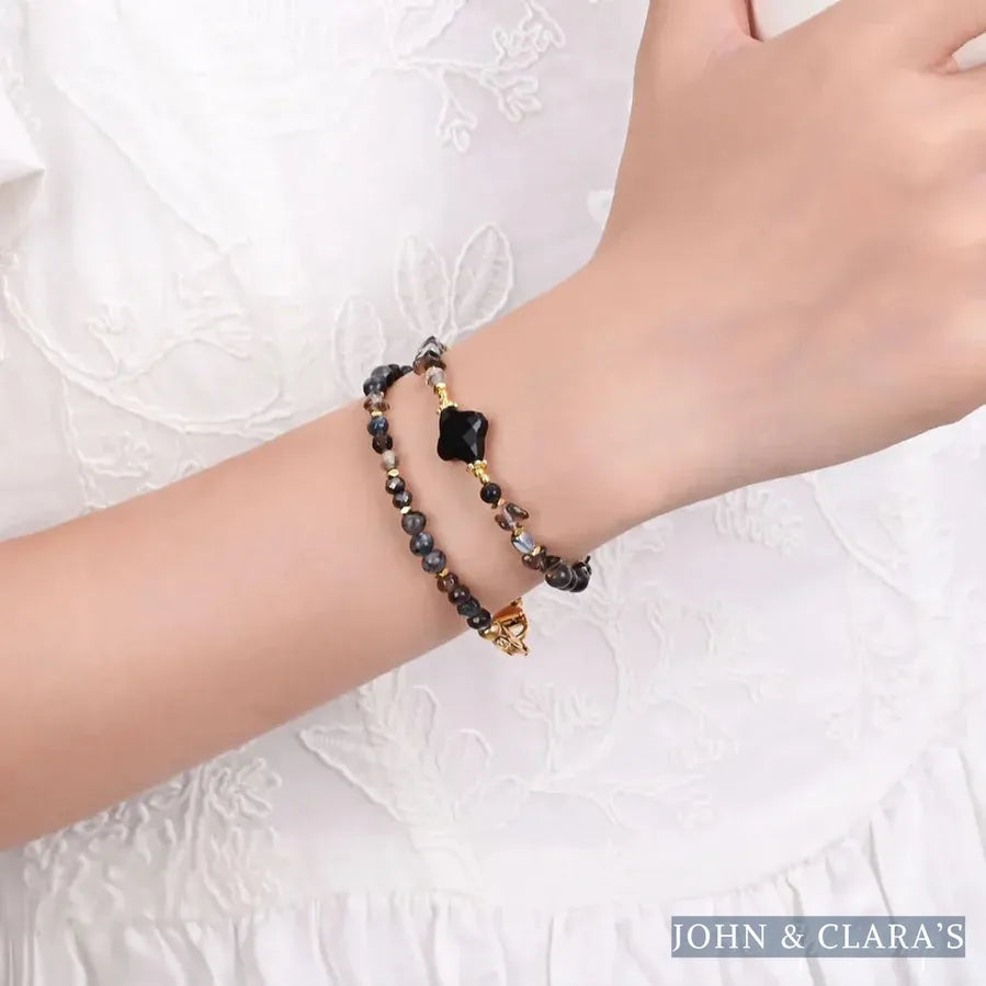 4-in-1 Natural Black Onyx Labradorite & Hematite Beaded Chain