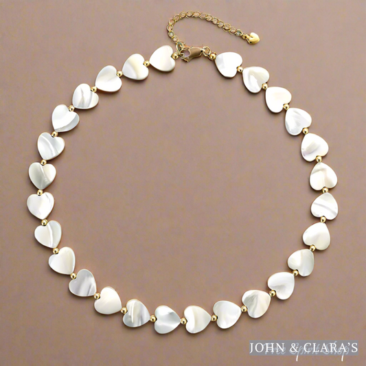 Natural Seashell Heart Choker Necklace