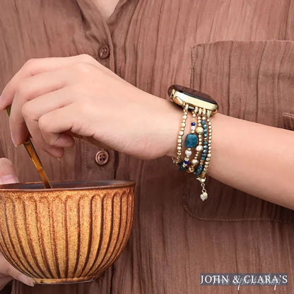 Ocean Blue Apatite Beaded Apple Watch Band