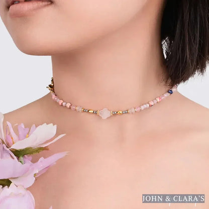4-in-1 Natural Rose Quartz & Rhodonite Beaded Chain