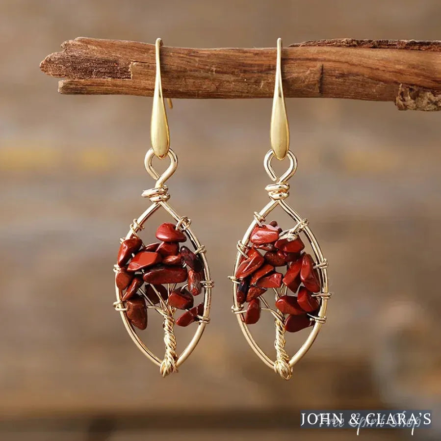 7 Chakra Crystals Tree of Life Earrings