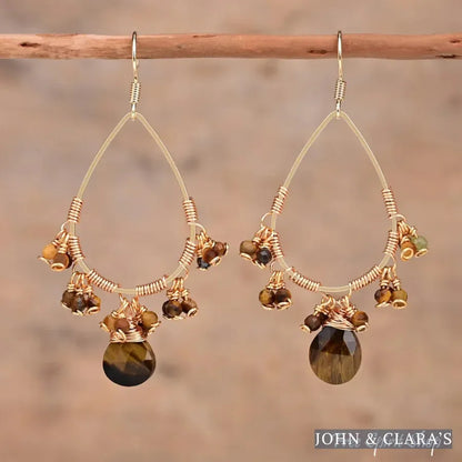 Natural Rose Quartz Crystal Bead Drop Earrings