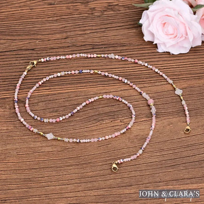 4-in-1 Natural Rose Quartz & Rhodonite Beaded Chain