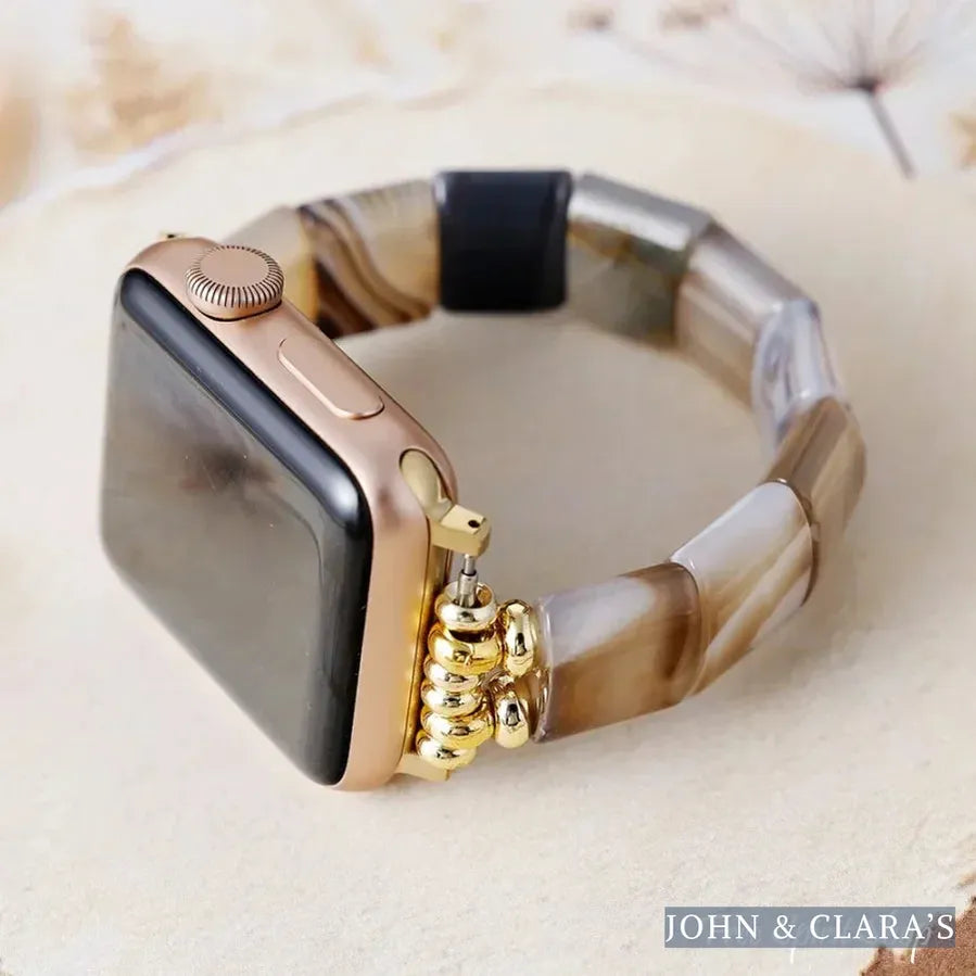 Brown Agate Square Bead Apple Watch Band