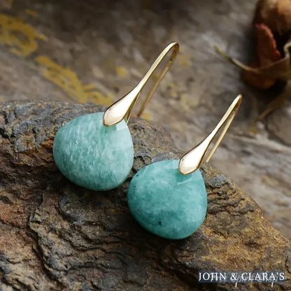 Natural Amazonite Water Drop Earrings