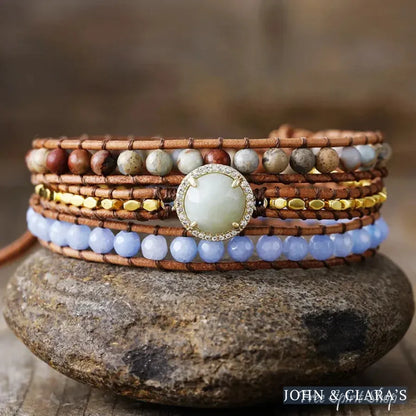 Natural King Jasper & Jade Wrap Bracelet