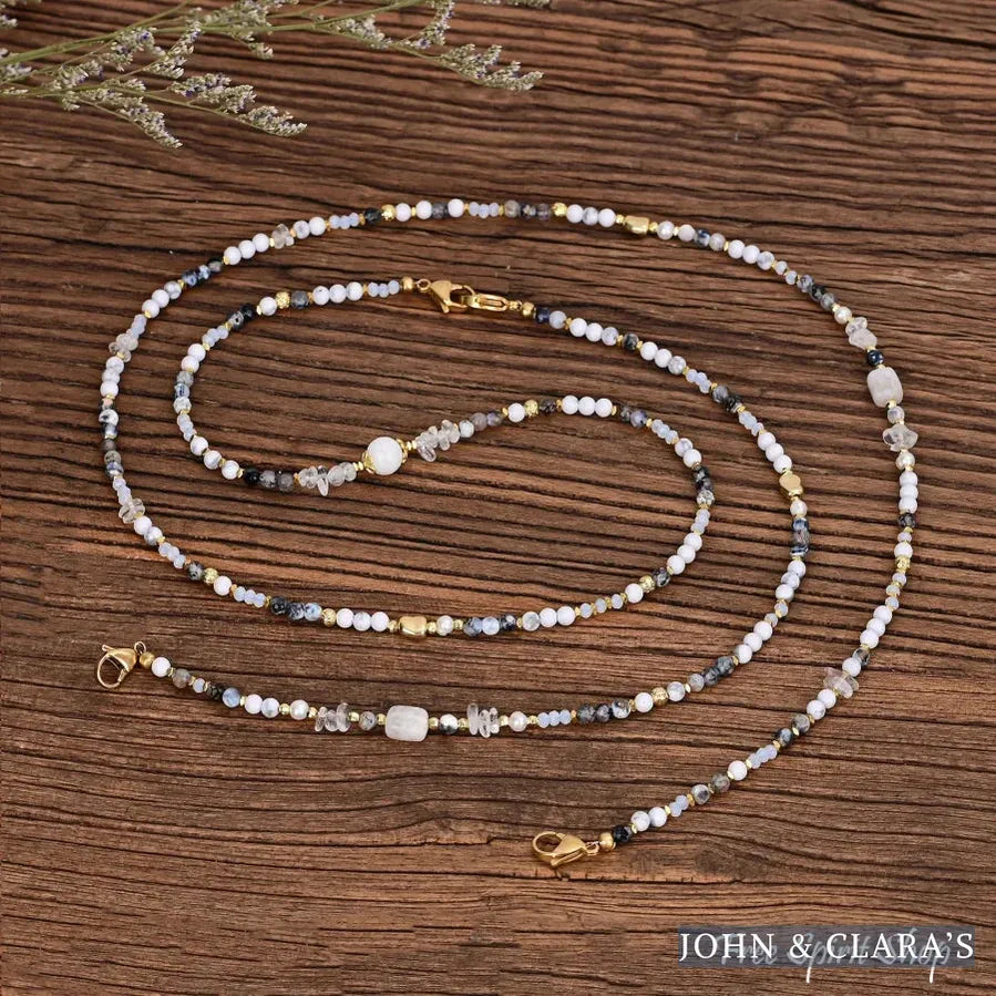 4-in-1 Natural Obsidian & Howlite Beaded Chain