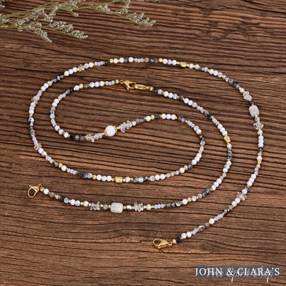 4-in-1 Natural Obsidian & Howlite Beaded Chain