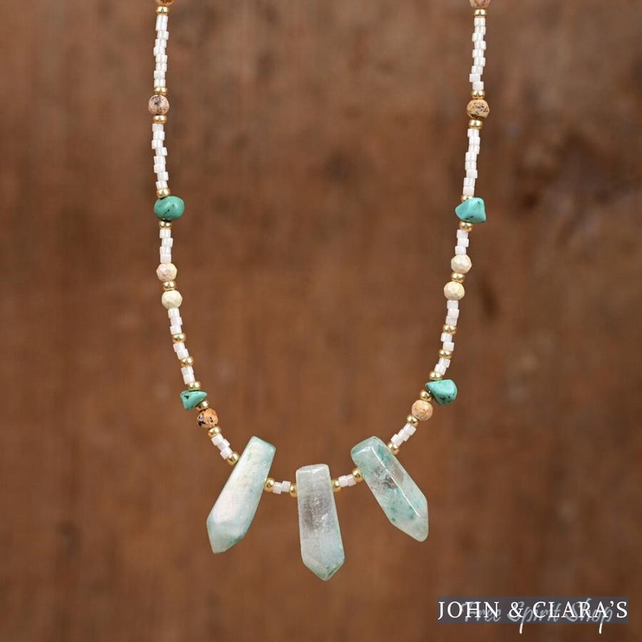 Natural Turquoise & Green Crystal Choker Necklace