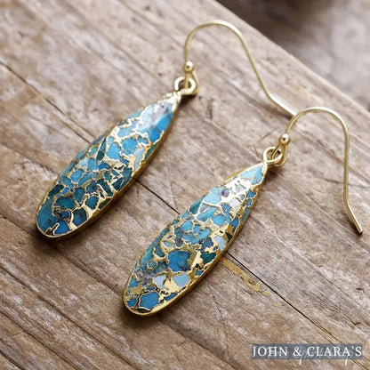 Turquoise Mosaic Jasper Dangle Earrings