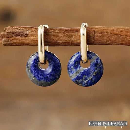 Natural Lapis Lazuli Hoop Earrings