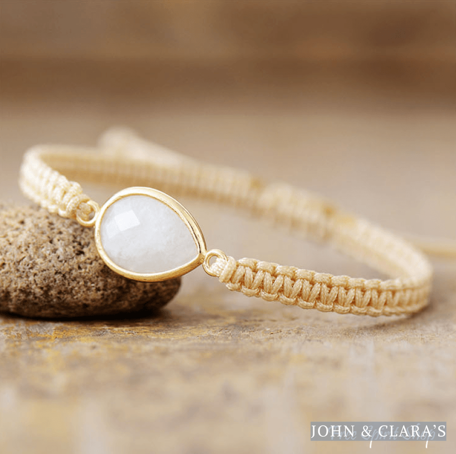 Handmade Moonstone Teardrop Adjustable Bracelet