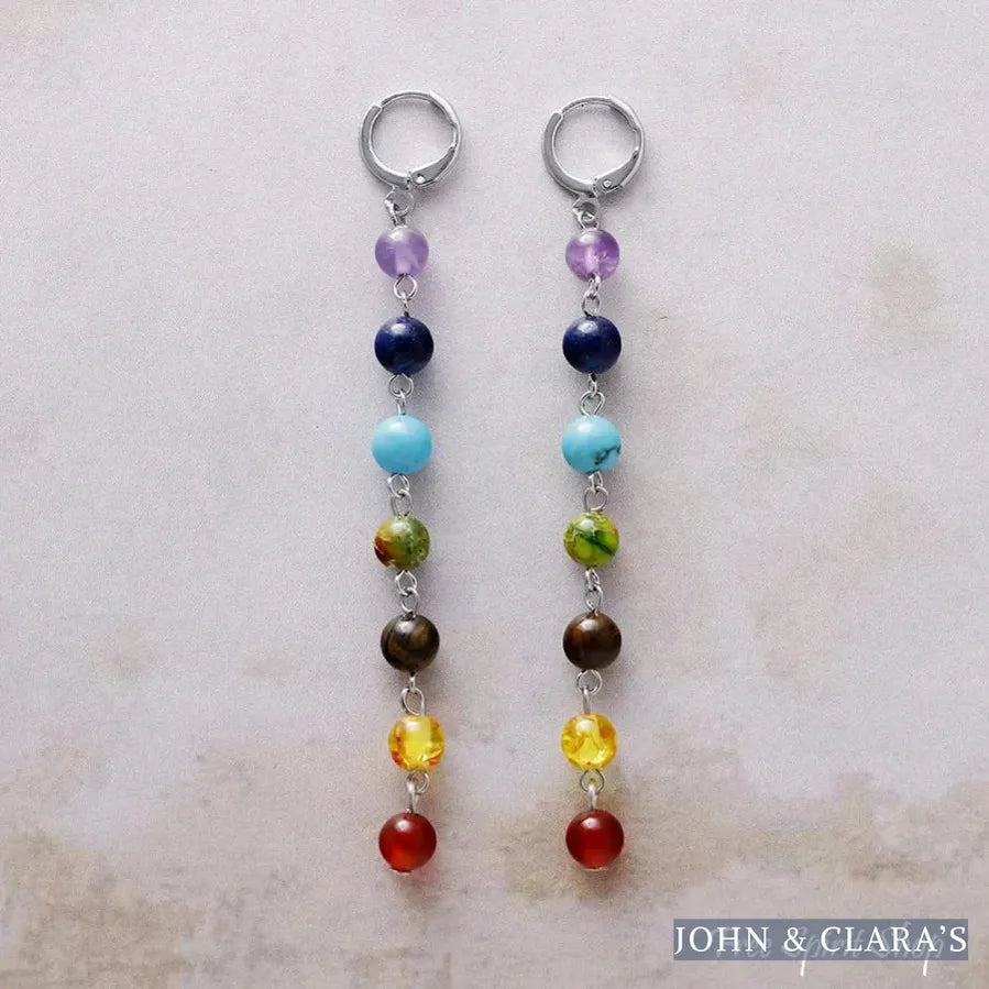 7 Chakra Harmony Gemstone Drop Earrings