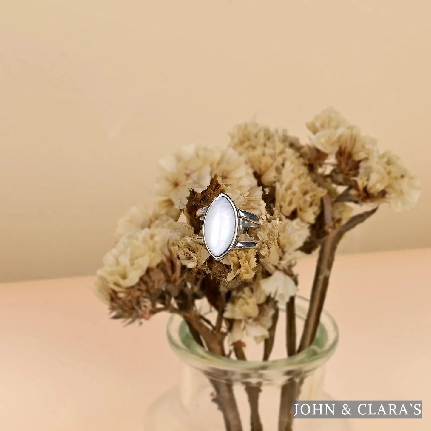 Natural Moonstone Almond Shape Ring