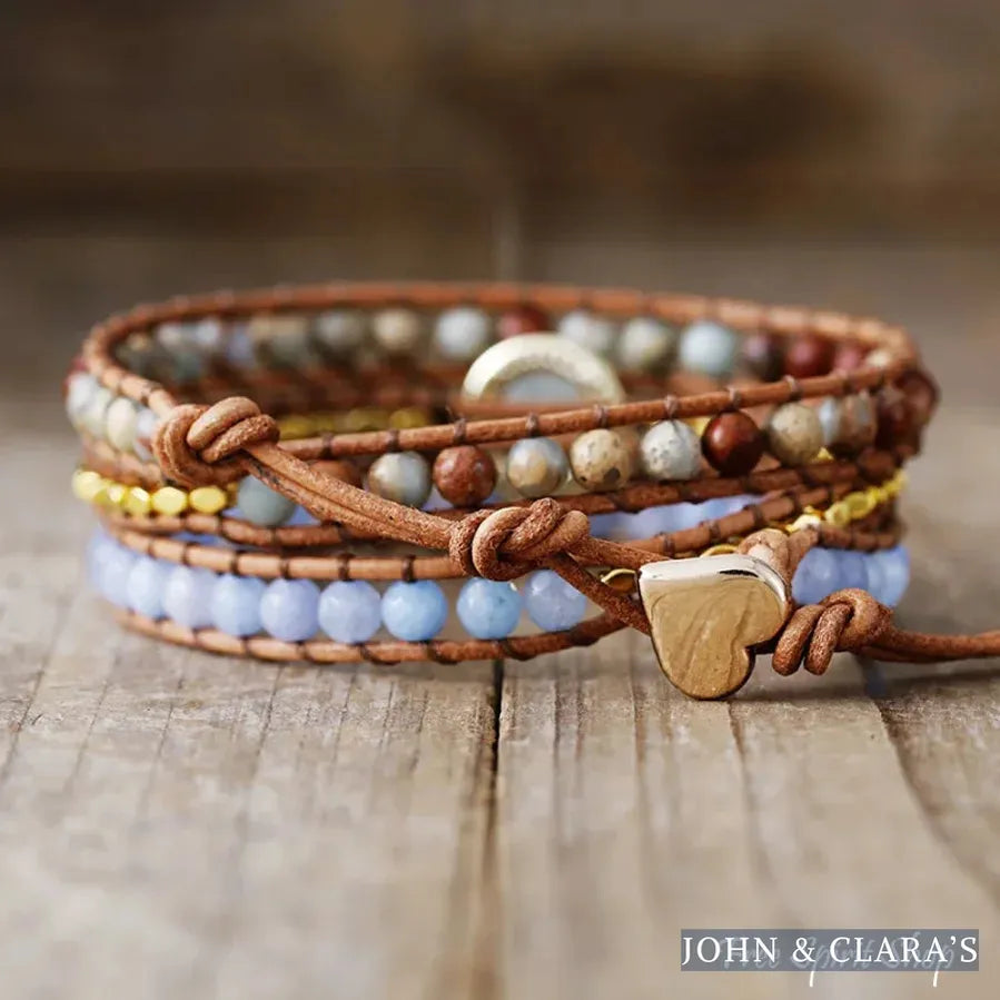 Natural King Jasper & Jade Wrap Bracelet